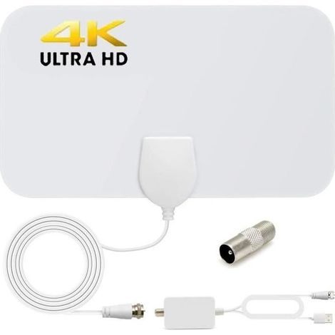 Antenne TV Intérieur TNT HD Puissante - ABURNUDREY - DTA100 - 25dBi - 120 km de Portée (1/4)