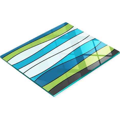 Tabla de cocina de vidrio templado con gr谩ficos decorativos, rayas coloridas, 60x52 cm (1/5)