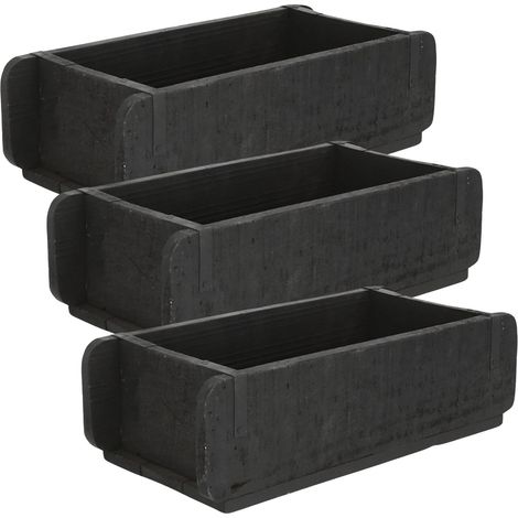Novaliv 3x Boîte en bois Vintage Noir 30 x 15 x 10 cm Forme de brique ancienne Bois UNE CHAMBRE Boîte polyvalente en vieux bois recyclé Chaque forme
