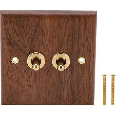 Wandmontageplatte aus Walnussholz im Retro-Stil mit Messingschrauben, 50 Hz, 250 V (1/5)