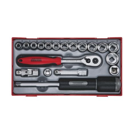 Juego de vasos 3/8" de serie regular, métricos de 19 piezas TENGTOOLS TT3819