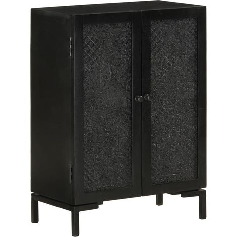 Credenza buffet cassettiera mobile contenitore organizer cucina soggiorno soggiorno 55 x 30 x 77 cm legno massello di mango e ferro nero 020035952