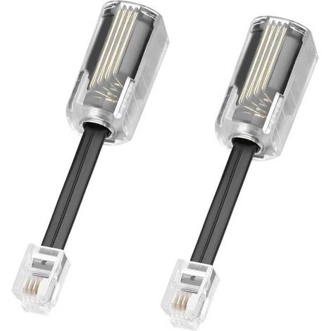 Lot de 2 Démêloirs pour Câble Téléphonique, Rotatifs à 360°, Transparents, RJ9 4P4C, Anti-Nœuds, pour Combiné Téléphonique de Bureau ou Fixe, Noir, 70 mm (1/5)