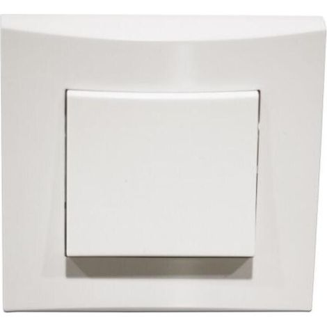 Poussoir blanc 10A O/F 250V encastré connexion auto fixation vis complet avec plaque de finition (1/4)