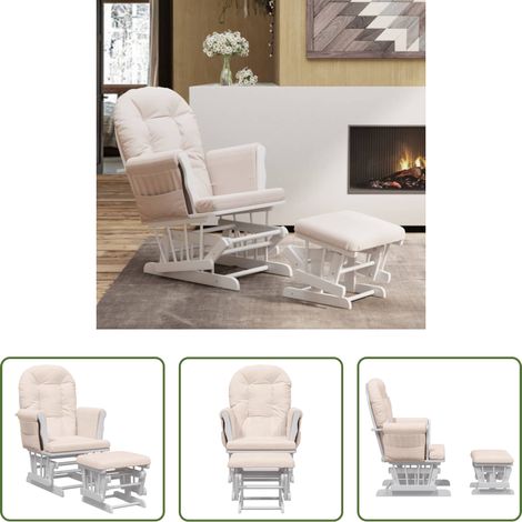 Chaise d'allaitement - Chaise berçante avec repose-pied Rose clair Tissu (1/5)