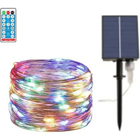 Guirlande Lumineuse Solaire - 10 m - 100 LED - Exterior Jardin Terraza - Espaciado 10 cm - Cable Conexion 2 m - 1 Unidad (1/5)