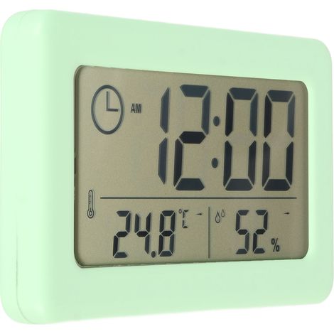 Horloge numérique LCD, veilleuse multifonctionnelle silencieuse et photosensible, réveil électronique, vert pour la chambre à coucher.