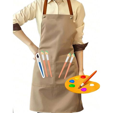 Tablier réglable et imperméable avec poches, idéal pour le bricolage, la peinture, l'art, la pâtisserie et la cuisine. Taille unique (1/4)