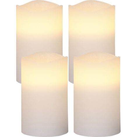 Star Trading Bougies blocs LED 'May', blanc naturel, cire véritable, lot de 4
