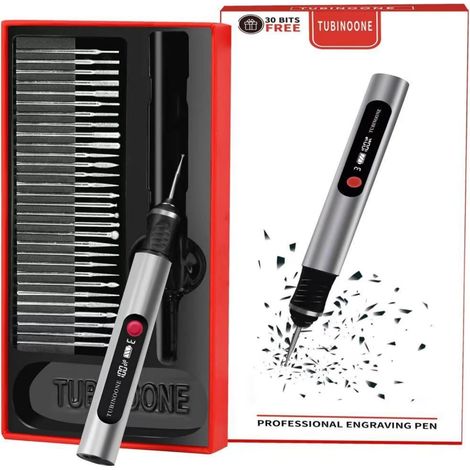 Stylo de gravure portable sans fil ultime pour artistes et amateurs bricolage - Gravure sur plus 50 surfaces Convient aux débutants Rechargeable Comprend 30 embouts (1/5)
