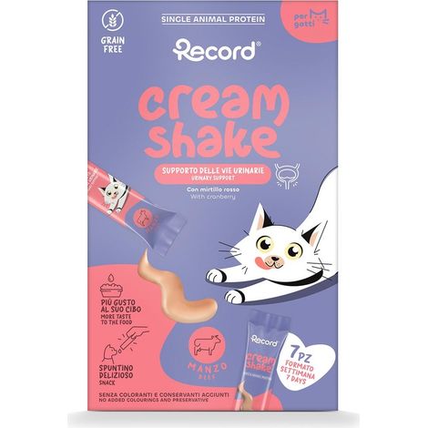 Cream shake urinary care snack per gatti monoproteici manzo conf. 7 buste da 12 g cad.