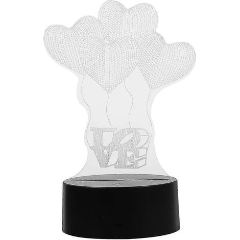 3D-Lampe mit visuellem Lichteffekt, Berührungsschalter, Farbwechsel, Nachtlicht (Vier Herzen) (1/5)