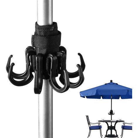 Lot de 4 pinces pour chaises longues de plage et pinces à serviettes pour chaises longues de plage - Crochets robustes pour parasol et parasol, idéal pour la plage, le jardin, le camping - Noir (1/5)