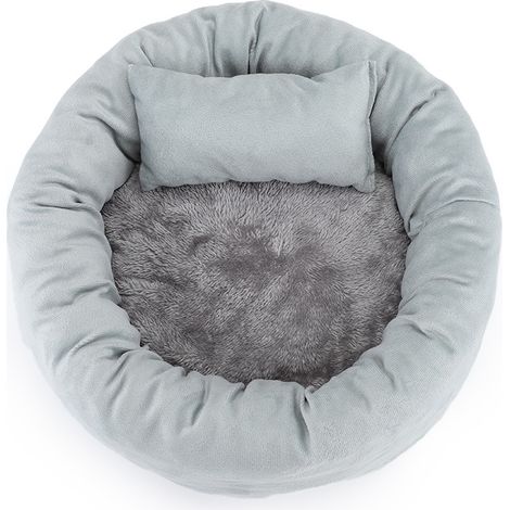 Sollbry 1 x Katzen- und Hundebett aus Baumwolle, weiches und bequemes Kissen, warmes Schlafset, rundes Haustierkissen, Katzenschlafmatte (30 cm, grau). (1/3)