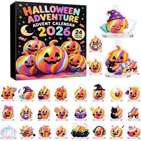 Calendrier de l'Avent Halloween fantôme, boîte surprise, PVC, crâne citrouille fantôme 3D, cadeau pour enfants citrouille 2D (1/4)