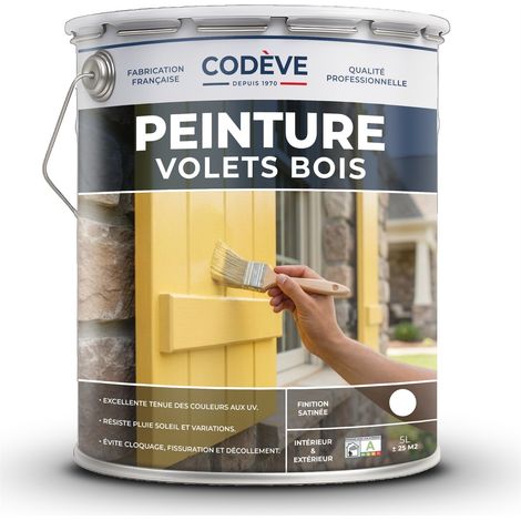 Peinture Volets Bois - 5 L - Codeve Bois - RAL 7047 - Telegris 4 - Pour La Protection De Votre Volet, Persienne, Fenêtre, Portail Bois.