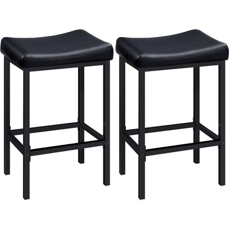 Barhocker 2er-Set, 63cm, PU-Sitz, Metallgestell, Schwarz (1/5)
