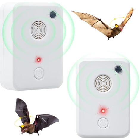 Lot de 2 répulsifs à ultrasons pour chauves-souris pour grenier, porche et maison, appareils de dissuasion pour chauves-souris à branchement électronique, dispositif de retrait pour maison (1/4)
