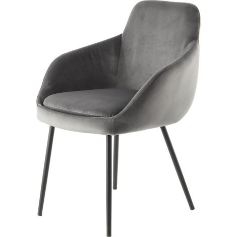 Set di 2 sedie Cobain in velluto grigio con braccioli (1/3)