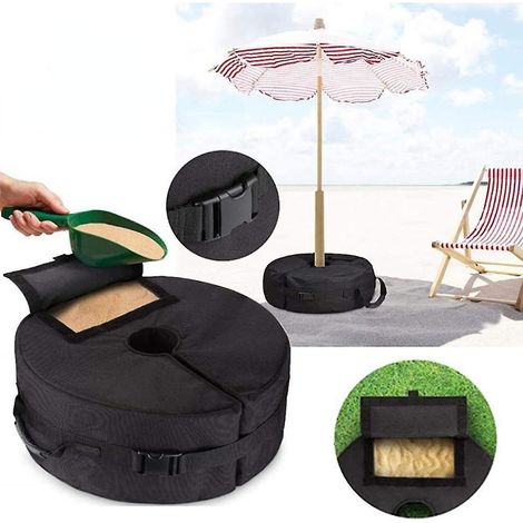 Sac de lestage pour pied de parasol extérieur, poids résistant aux intempéries, support à remplir de sable, base lourde pour parapluie de terrasse (1/5)