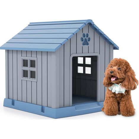 COSTWAY Cuccia per Cani da Esterno ed Interno, Casetta Impermeabile con Prese d’Aria e Pavimento Rialzato, per Cani di Piccola e Media Taglia (1/5)