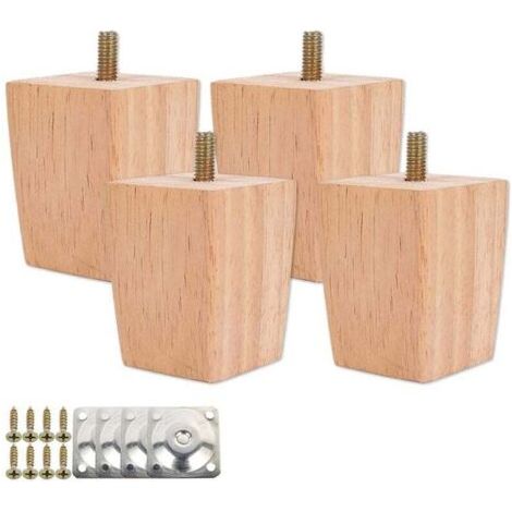 BARKBUSTERSSet de 4 Pieds - 5cm de Lit en Bois Pieds de Remplacement de Meubles avec Plaques de Montage et Vis (1/5)