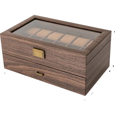 Boîte à montres, Organisateur à 24 emplacements, Vitrine élégante, Marron (1/2)