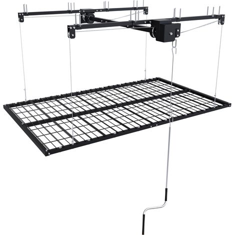 Étagère de plafond en acier 120x240 cm avec système à manivelle pour garages de 3 à 3,6 m de hauteur, charge maximale 136 kg (1/5)