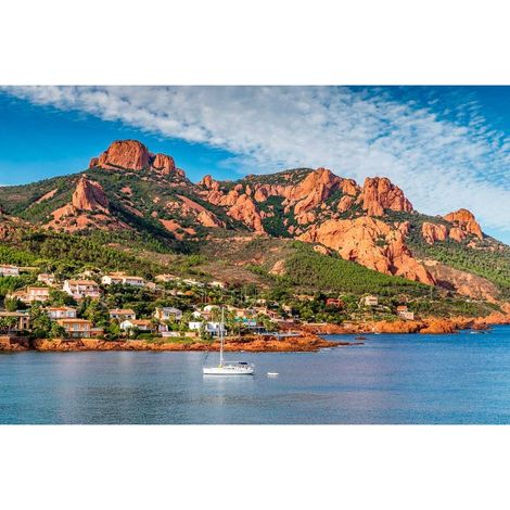 Tableau sur toile bord de mer côte d'Azur 30x45 cm - Impression sur Toile Murale Décorative - Image imprimée en HD sur Toile - Toile sur Châssis en Bois FSC - Fabriqué en France