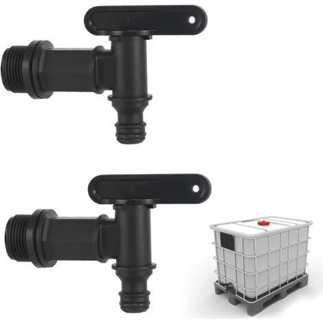 ALLIANDISRobinet Cuve Plastique, Lot de 2 Robinet pour Citerne De Pluie Robinet d'écoulement IBC 3/4\ (1/5)