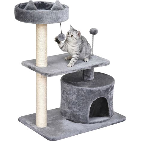 Cat Tree for Indoor Cats with Scratching Post Climbing Tower Kitty Activity Centre Condo Perch Jumping Platforms Grey 60L x 40W x 81H cm (1/5)