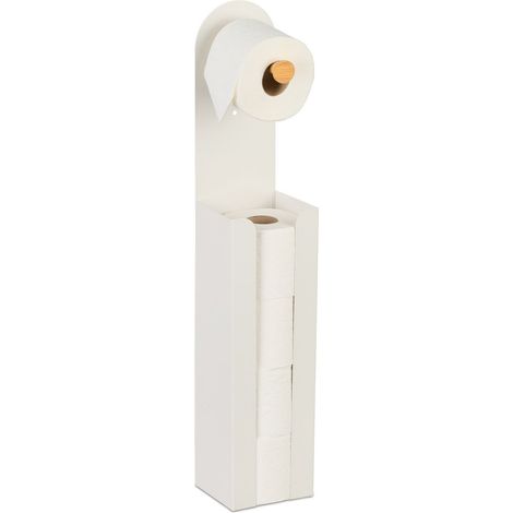 Portarrollos de papel higiénico independiente 2 en 1, de bambú y metal (1/5)