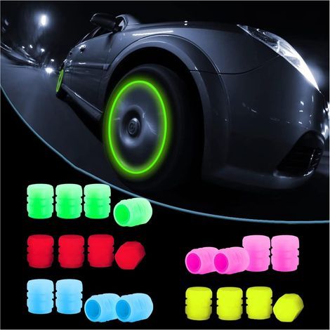 Packung mit 20 fluoreszierenden Reifenventilkappen – Beleuchtete Ventilkappen für alle Fahrzeugräder – Helle und trendige Auto-Außenaccessoires (5 Farben) (1/5)