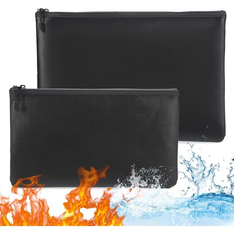 Feuerfeste Dokumententasche A4/A5 2er Set(35x24cm,28x17cm),Feuerfeste Geldkassette, Geldkassette Feuerfest Wasserdicht,Feuerfeste Tasche für Reisepass,Bargeld Bankkarte und Wertgegenstände