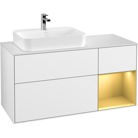 V&B Waschtischunterschrank Finion 120cm, Pl w m, Reg re gol m, glo wh. Lac (1/2)