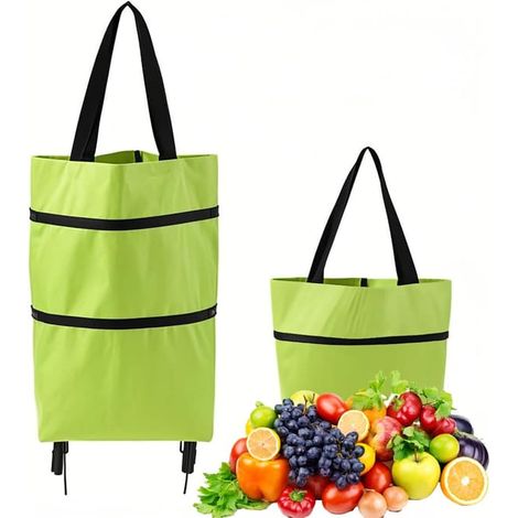 Chariot de courses pliable à roulettes - Charge maximale de 25 kg - Tissu Oxford déperlant - Sac pliable avec roulettes silencieuses (1/3)