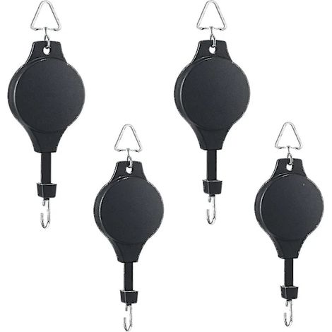 Set mit 4 Pflanzenständern, verstellbaren Aufhängern, Hängekörben für Garten, Töpfen und Vogelfutterhäusern in verschiedenen Größen. Ideales Geschenk (schwarz).