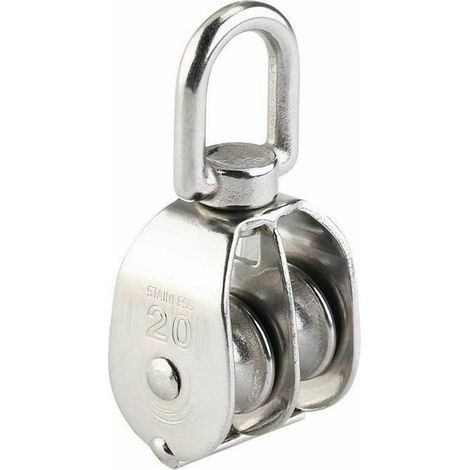 Polea doble M20 de acero inoxidable, bloque de polea 304, paquete de 2. Cargando (1/5)