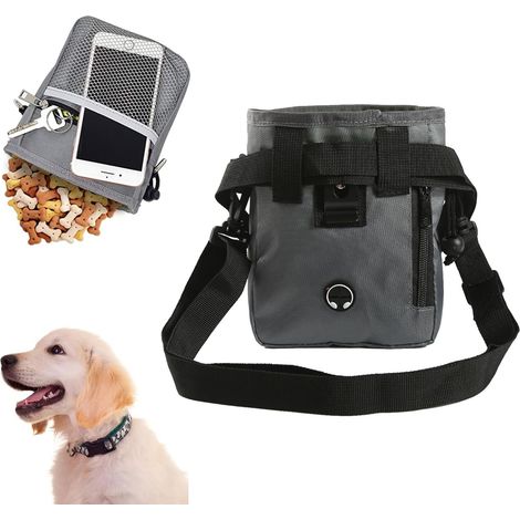 Borsa per l'addestramento del cane, borsa per dolcetti per cani, borsa per dolcetti per cani, borsa con cerniera per dolcetti per cani per trasportare cibo, tre metodi di trasporto, grigio (1/5)