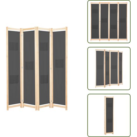 Divisore decorativo - vidaXL Divisorio a 4 Pannelli Grigio 160x170x4 cm in Tessuto - Divisore autoportante