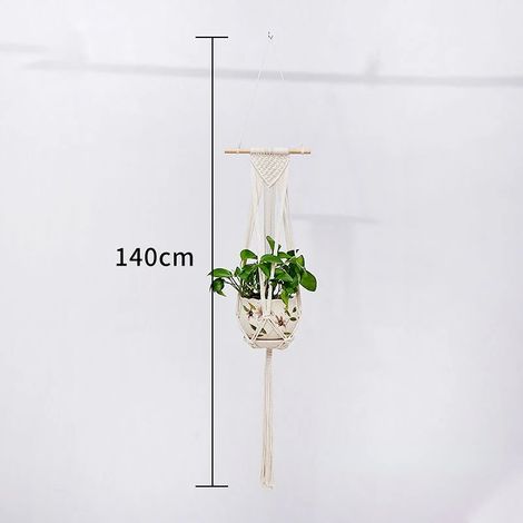 -7 Panier suspendu en macramé fait main pour plantes, support pour pots de jardin, décoration murale en macramé pour balcon, corde de levage nouée, décoration intérieure (1/4)