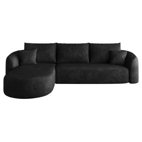 Canapé d’angle modulable 2 places 266 cm, méridienne à gauche, sans structure rigide, sans montage, noir (1/5)