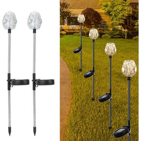 Solarkugel-Gartenleuchte, Solar-Terrassenleuchte in Kristallschale, dekorative Gartenleuchte, warmes Licht, 2er-Set (1/5)
