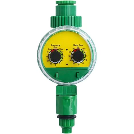 (Green-EU Stand) Tuyau d'arrosage automatique électronique en plastique vert pour jardin extérieur, avec minuterie et robinet. Nouvelle version améliorée.