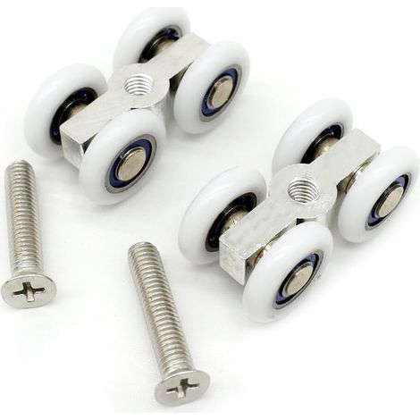 Lot de 2 roulettes pour porte coulissante, 4 roues, fonctionnement silencieux (1/4)