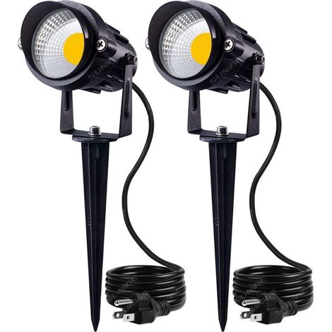 Spot led extérieur 7W, Lampe led jardin encastrable puce COB, Lampe led jardin projecteur extérieur lumiere blanc chaude 2700K polyvalent pour voies, Allées de garage, balcons, terrasses (1/5)