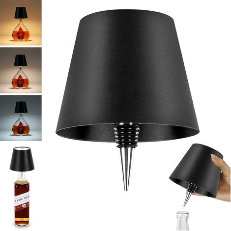 Lampe bouteille sans fil, 3 couleurs à intensité variable, lampe de bouteille de vin intégrée, lampe de bureau rechargeable par USB pour bar, restaurant, salon, chambre à coucher et décoration (1/5)