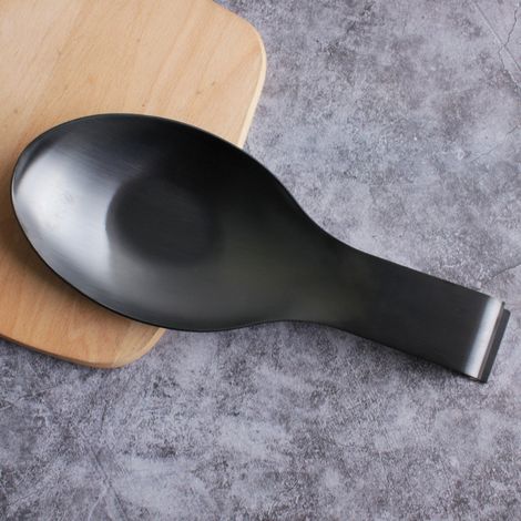 Portacucchiaio con base antiscottatura - Portacucchiaio - Portacucchiaio da piano di lavoro - Portautensili da cucina - Acciaio inossidabile - Nero (1/5)