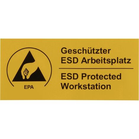 Panneau d'avertissement antistatique (ESD) Wolfgang Warmbier 2850.4090.DE jaune, noir (L x l) 90 mm x 40 mm autocollant 1 pc(s) Y242001 (1/4)