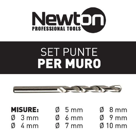 NEWTON Set punte per cemento, 3-10 mm, 8 pezzi